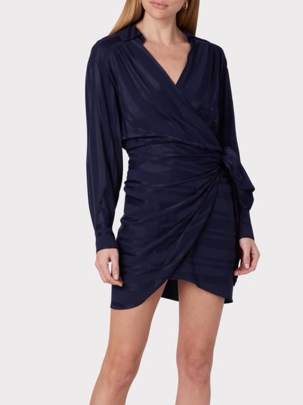 Milly Navy Wrap Side-Tie Mini Dress